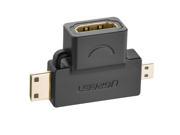 2 in 1 Mini HDMI and Micro HDMI Male to HDMI Female Adapter Gold Plated for Smartphones Tablets and Cameras etc 20144