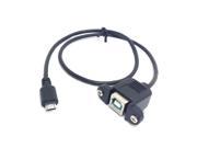 Micro USB 5pin Male to USB B Female Panel Mount Type Cable with Screws 50cm 1.6ft