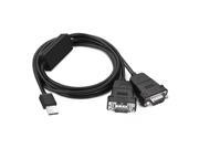 USB 2.0 to Dual RS232 DB9 Serial Male Converter Adapter Cable with Nuts Driverless for Win10 8.1 Compatible with Window XP Win7 Win8 Win10 Vista Linux MAC OS