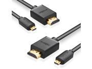 9.84ft 3m Micro HDMI Type D to HDMI Type A Male to Male High Speed Cable with Ethernet Gold Plated Supports 3D 4K Resolution and Audio Return