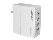 QICENT® WA 4U US WH 4 Port 5V 2.4A 30 Watt USB Travel Wall Charger with Folding Plug and Super Charger Technology for iPhone 6 Plus iPad Samsung Galaxy S6 S