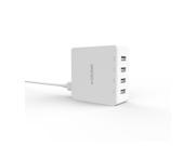 QICENT DC 4U US WH 39W 5V 2.4A 4 Port Family sized USB Desktop Super Charger with Detachable Power Cable