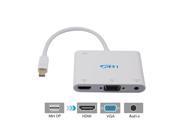 Mini displayport Thunderbolt Port Compatible [DP 1.2 Version] to HDMI VGA LinkS Displayport to HDMI and VGA support 4KX2K and 3.5mm Audio cable adapter in Whit