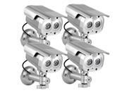 TYCOCAM TD305S 42 Outdoor Indoor Solar Powered 4pcs Silver CCTV Dummy Security Camera Fake HD Night Vision Camera with Flash LED