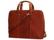 Tony Perotti Classic Zip Around Messenger Laptop Bag Cognac Italian Bull Leather
