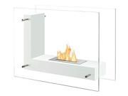 Ignis Contemporary Freestanding Ventless Bio Ethanol Fireplace Vitrum L White