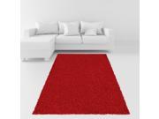 Maxy Home 5 x 7 Red Plain Solid Color Soft Shag Contemporary Area Rug 5 feet by 7 feet