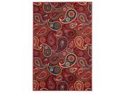 Maxy Home 5 x 7 Red Floral Paisley Rubber Back Non Skid Non slip Area Rug