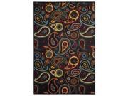 Maxy Home 3 3 x 5 BLACK Paisley Floral Rubber Back Non Skid Area Rug HMM5013