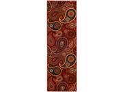 Maxy Home 2 8 x 9 10 RED Floral Paisley Rubber Back Non Skid RUNNER Rug