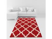 Maxy Home 3 3 x 4 8 RED IVORY Moroccan Trellis SOFT Shag Area Rug 39 by 56