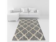 Maxy Home 3 3 x 4 8 GRAY IVORY Moroccan Trellis SOFT Shag Area Rug 39 by 56