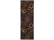 Maxy Home 20 x 59 BLACK Floral Paisley Rubber Back Anti Slip Non Skid Runner Rug 2 by 5 ft