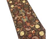 Maxy Home 20 x 59 BROWN Floral Paisley Rubber Back Anti Slip Non Skid Runner Rug 2 by 5 ft