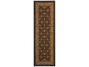 Maxy Home 20 x 59 BROWN Floral Traditional Rubber Back Anti Slip Non Skid Runner Rug 2 by 5 ft