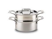 All Clad d5 Brushed Stainless 3 qt Casserole Pan with Steamer