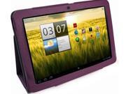 Purple Folio Leather Case Skin Cover For Acer a200 10.1 Tablet PC with Stand