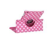 Hot Pink 360 Degree Rotating Polka Dot Leather Case Cover for Apple iPad Mini