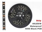 LED4Everything TM Black PCB 5M 16.4ft 12v SMD Yellow 5050 IP65 Waterproof 300 LED Flexible Tape Strip Christmas Decoration Light