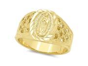 Mens 22mm 14k Gold Plated Classic Catholic Virgin Mary Blessed Mother Ring Size 13