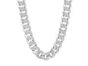 9mm Rhodium Plated Concave Cuban Link Curb Chain Necklace 20