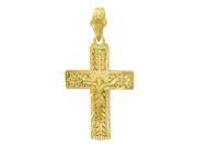 14k Gold Plated 26mm x 36mm Ornate Olive Branch Inlay Crucifix Pendant