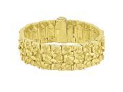 Mens Classic 22.5mm 14k Gold Plated Thick Wide Nugget Link Bracelet 8 Inch