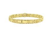 8mm Men’s Thin Classic High Polished Nugget Finish 14k Gold Plated ID Bracelet 8 Inch