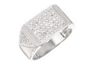Size 10 Men s Solid Rhodium Plated Ring Iced Out with Real Micro Pave Cubic Zirconia CZ Stones
