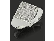 14k White Gold Plated Micro Pave Cubic Zirconia Ring