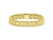 Men’s Classic 14k Gold Plated Textured Panther Link Watchband Style Bracelet 7 Inch