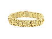 Mens Classic Fashion 14k Gold Plated Nugget Half Inch 15mm Thick Bracelet 8 Inch