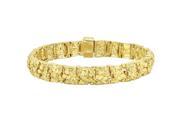 Mens Thick 11mm Wide 14k Gold Plated Nugget Link Bracelet 7 Inch