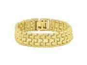 Men’s Thick 18mm Diamond Textured 14k Gold Plated 5 Row Panther Link Bracelet 9 Inch
