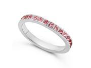 Women’s Sterling Silver Eternity Band October Pink Birthstone Tourmaline CZ Ring Size 8