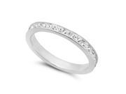 Sterling Silver April Clear Birthstone Round Cut CZ Eternity Band Ring Prong Set Size 5