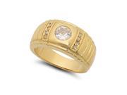 Men’s Classic 14k Yellow Gold Plated Bezel Set CZ Solitaire Ring Size 8