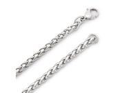 Durable Solid Stainless Steel 3.5mm Rounded Wheat Chain Necklace 22