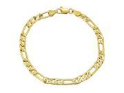 5.5mm Wide 14k Yellow Gold Plated Concave Figaro Link Chain Bracelet 8
