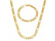 Men s 7mm Gold Plated Rounded Figaro Link 16 Chain 9 Bracelet Set