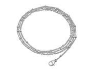 2.2mm Solid Stainless Steel Station Bead Curb Link Chain Necklace 16