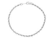 Small 2.7mm Rhodium Plated Twisting Singapore Link Chain Bracelet 8