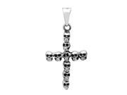 Highly Polished .925 Sterling Silver 26.5mm Skull Composed Cross Pendant