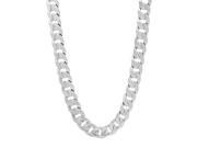 6mm Rhodium Plated Concave Cuban Link Curb Chain Necklace 24