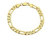 7.5mm Smooth 14k Gold Plated Italian Style Figaro Link Chain Bracelet 8