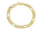 14k Gold Plated Concave 7mm Figaro Beveled Link Chain Bracelet 9