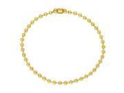 Small 3mm 14k Yellow Gold Plated Military Style Bead Chain Bracelet 8