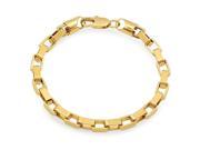 5mm 14k Yellow Gold Plated Elongated Squared Box Link Chain Bracelet 9