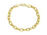 6mm 14k Yellow Gold Plated Flat Edged Oval Cable Link Chain Bracelet 9