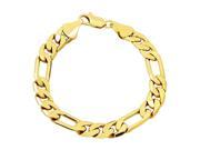 Thick 10mm Yellow Gold Plated Beveled Figaro Link Chain Bracelet 8